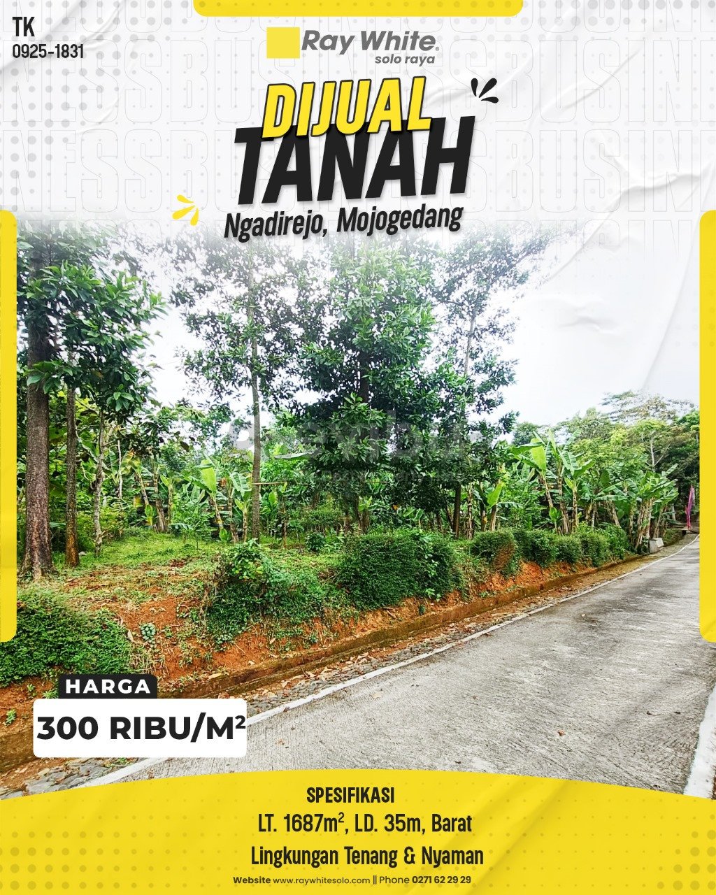 1831. Tatik-Tanah Jual Ngadirejo Mojogedang Karanganyar. HRg 300 Ribu per m2(pralisting)