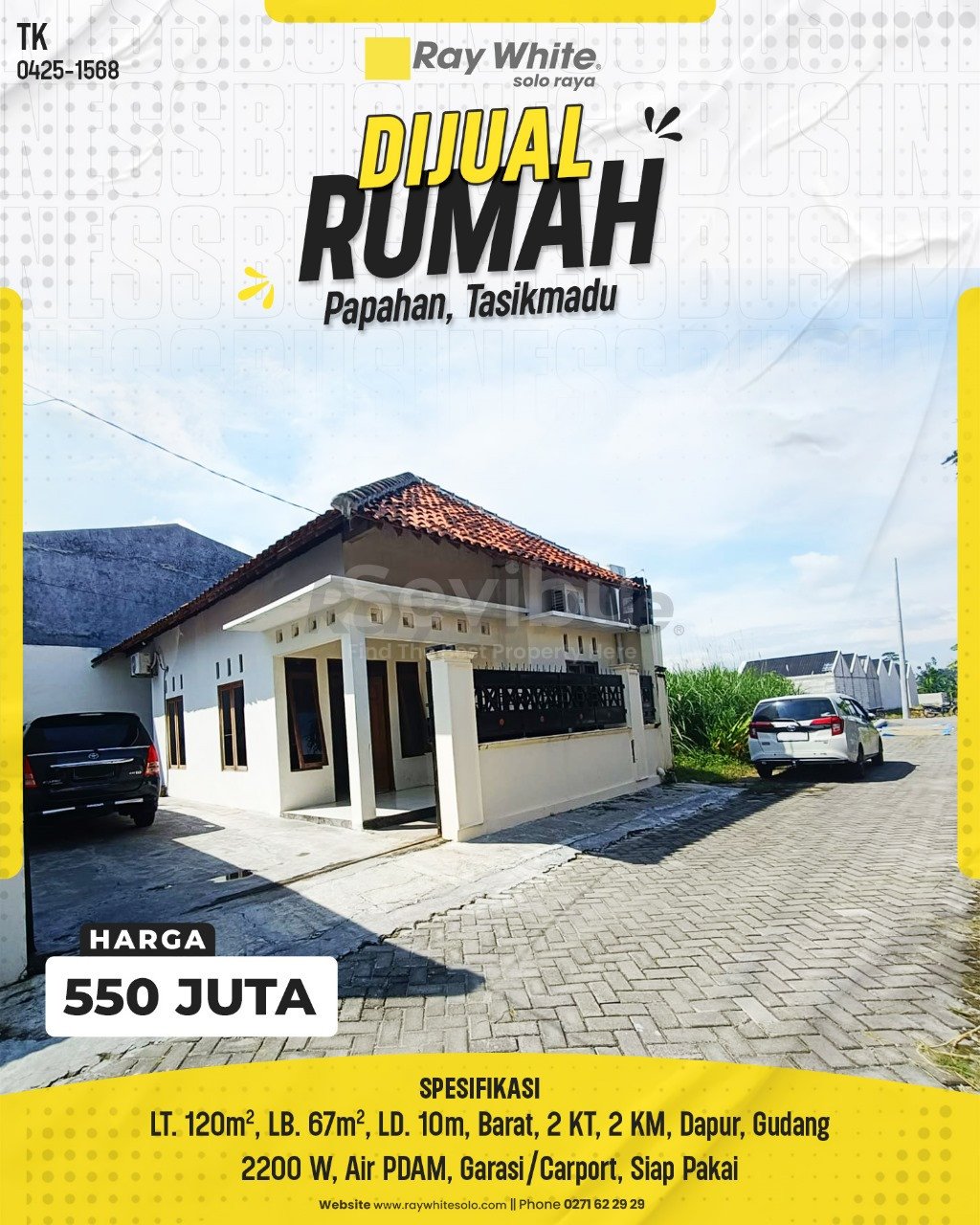 1568. Tatik-Rumah Jual Jl. Letjend Suprapto Papahan Tasikmadu Karanagnyar.SHM 4799. HRg 550 Juta
