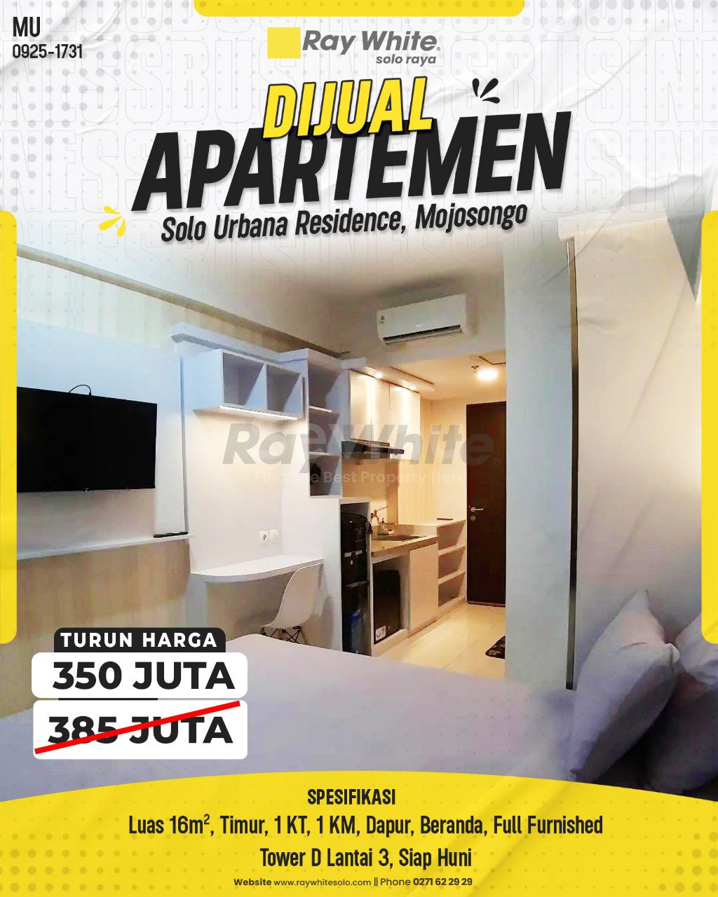 1731. Muhammad-Apartemen Jual Solo Urbana Residence Mojosongo Jebres Surakarta. SHMASRS 0468. HRg 385 Juta