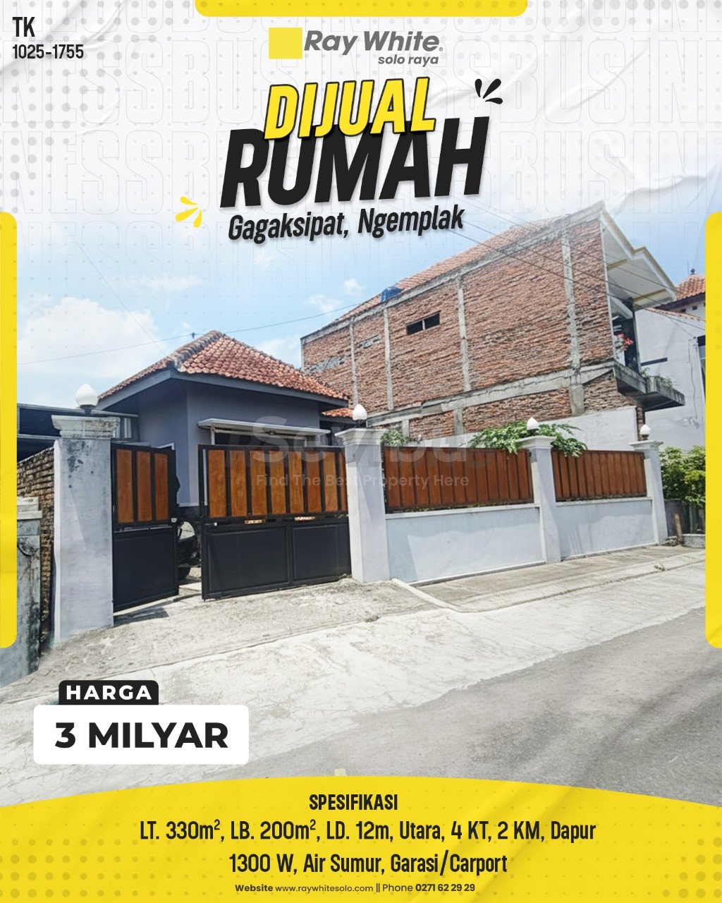 1755. Tatik-Rumah Jual Dukuh Kelipan Gagaksipat Ngemplak Boyolali. SHM 1355. HRg 3 Milyar