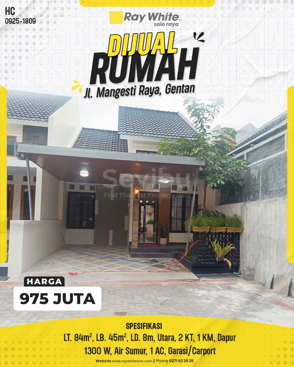 1809. Hari CS-Rumah Jual Jl. Mangesti Raya Gentan. HRg 975 Juta(pralisting)