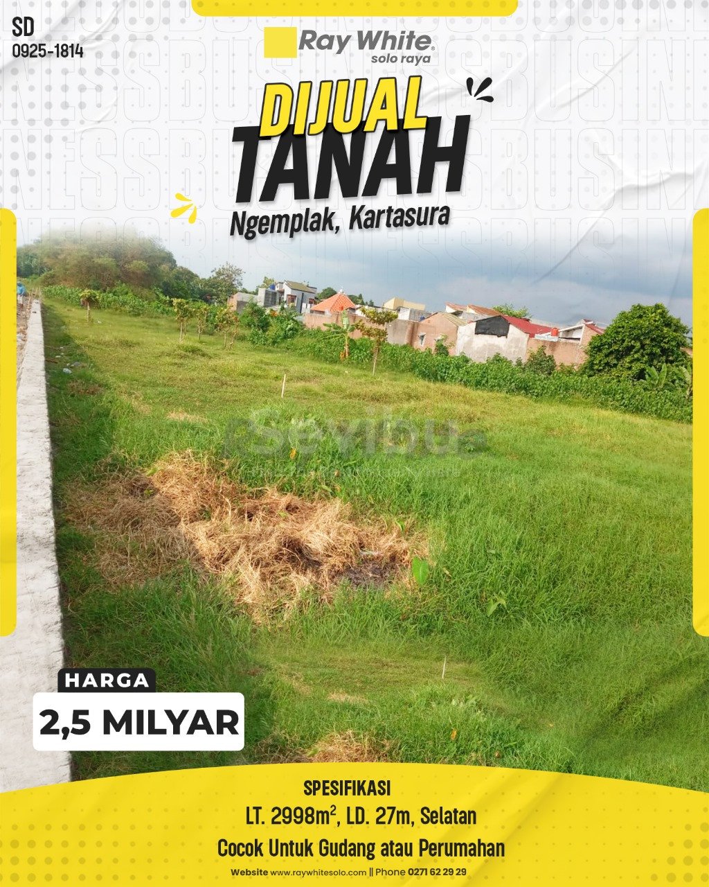 1814. Sahid-Tanah Jual Ngemplak Kartasura Sukoharjo. HRg 2,5 Milyar(pralisting)