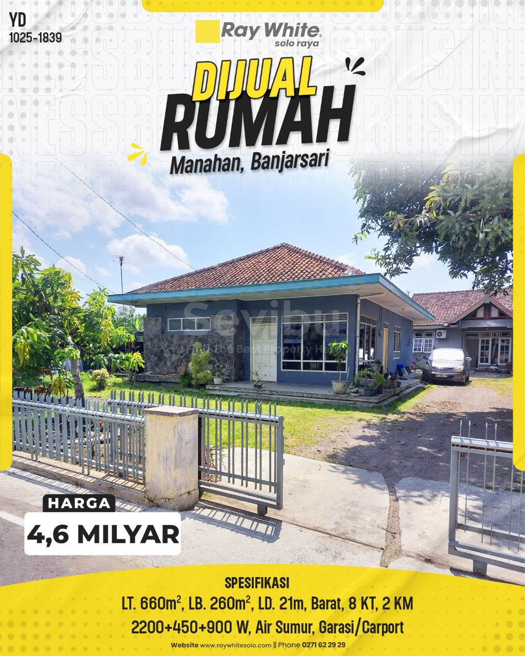 1839. Yudi-Rumah Jual Jl. Betet Joho Manahan Banjarsari Surakarta. HRg 4,6 Milyar(pralisting)