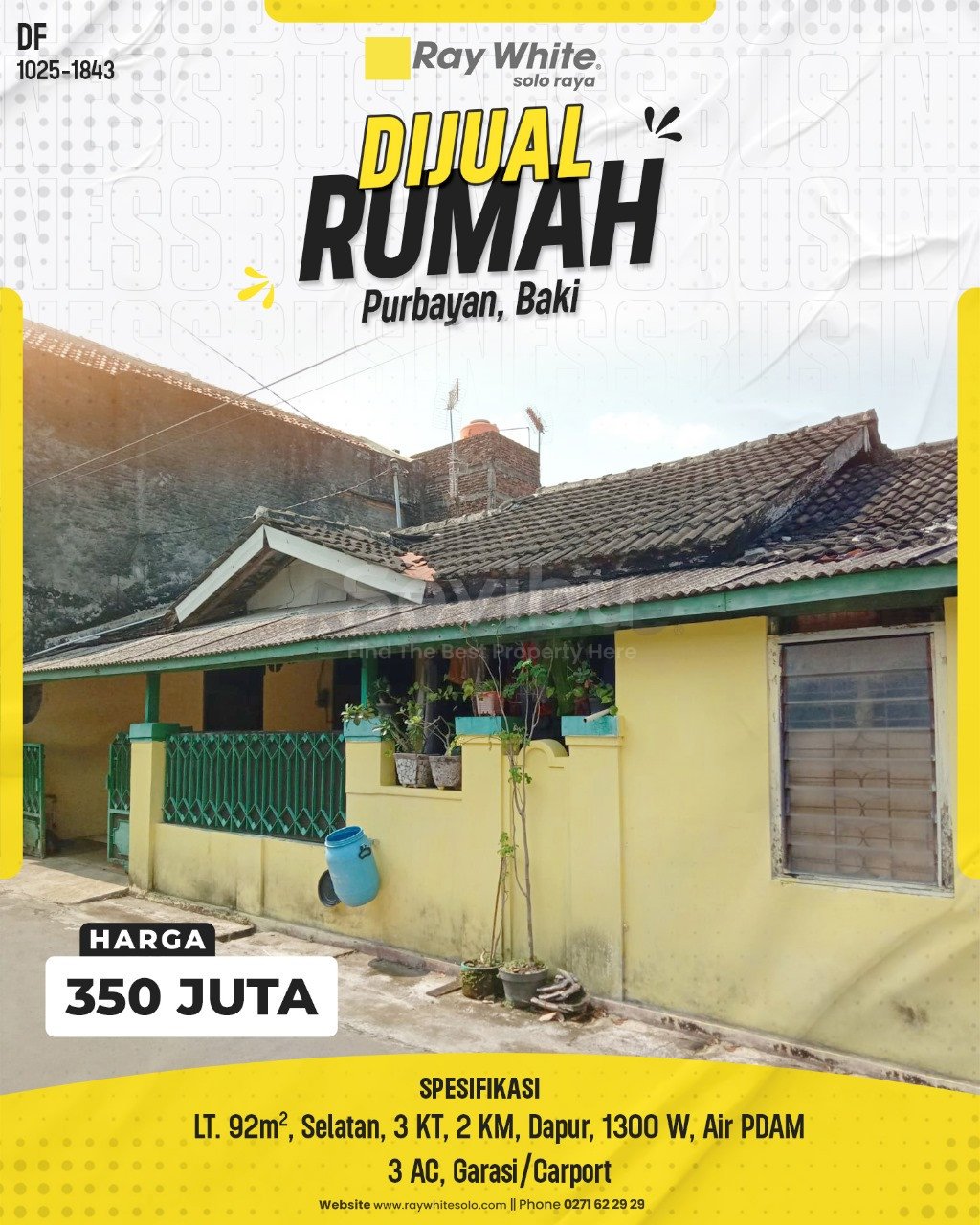 1843. Defri-Rumah Jual Purbayan Baki Sukoharjo. HRg 350 Juta (pralisting)