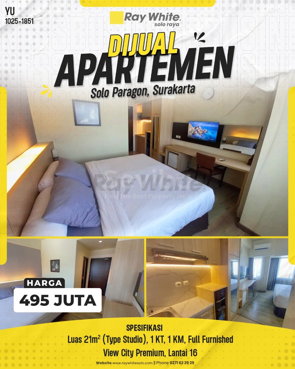 1851. Yuniar-Apartemen Jual Apartemen Solo Paragon Mangkubumen Banjarsari Surakarta. HRg 495 Juta (pralisting)