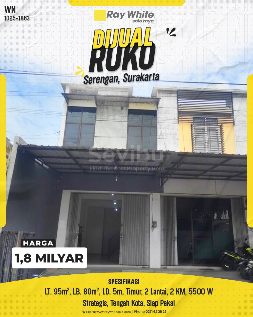 1863. Wina-Ruko Jual Jl. Jamsaren Serengan Surakarta. HRg 1,8 Milyar(pralisting)