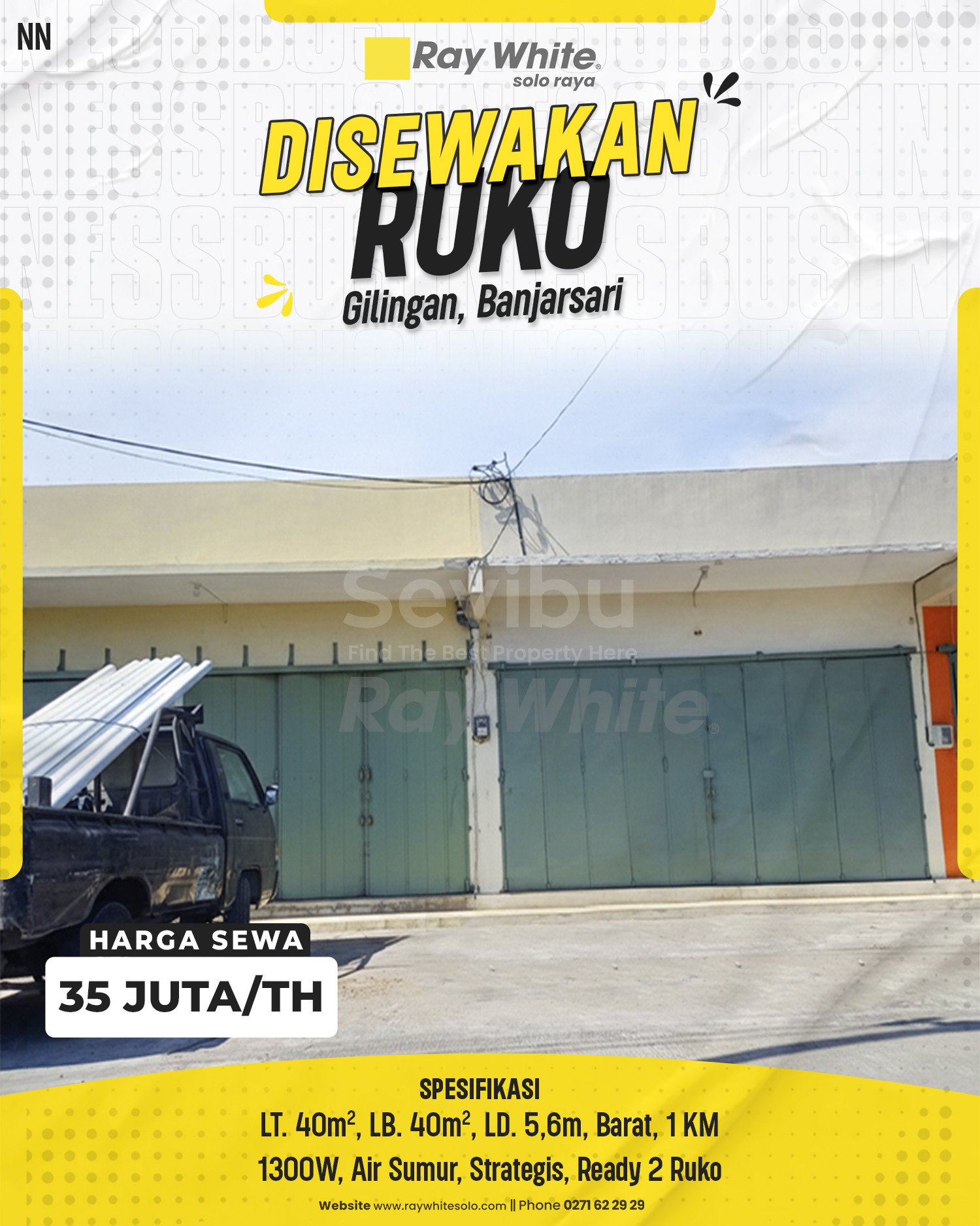 Nanik-Ruko sewa jl. s. parman gilingan banjarsari surakarta. SHM 4249. HRg 35Jt per th