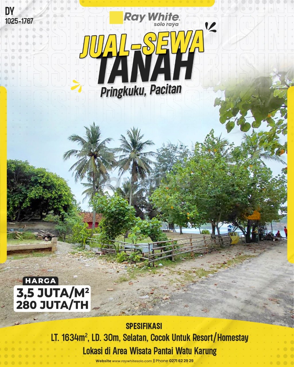 1766. Danny-Tanah Jual Watukarung Pringkuku Pacitan. SHM 147. HRg 3,5 Juta per m2; 280 Juta per Th