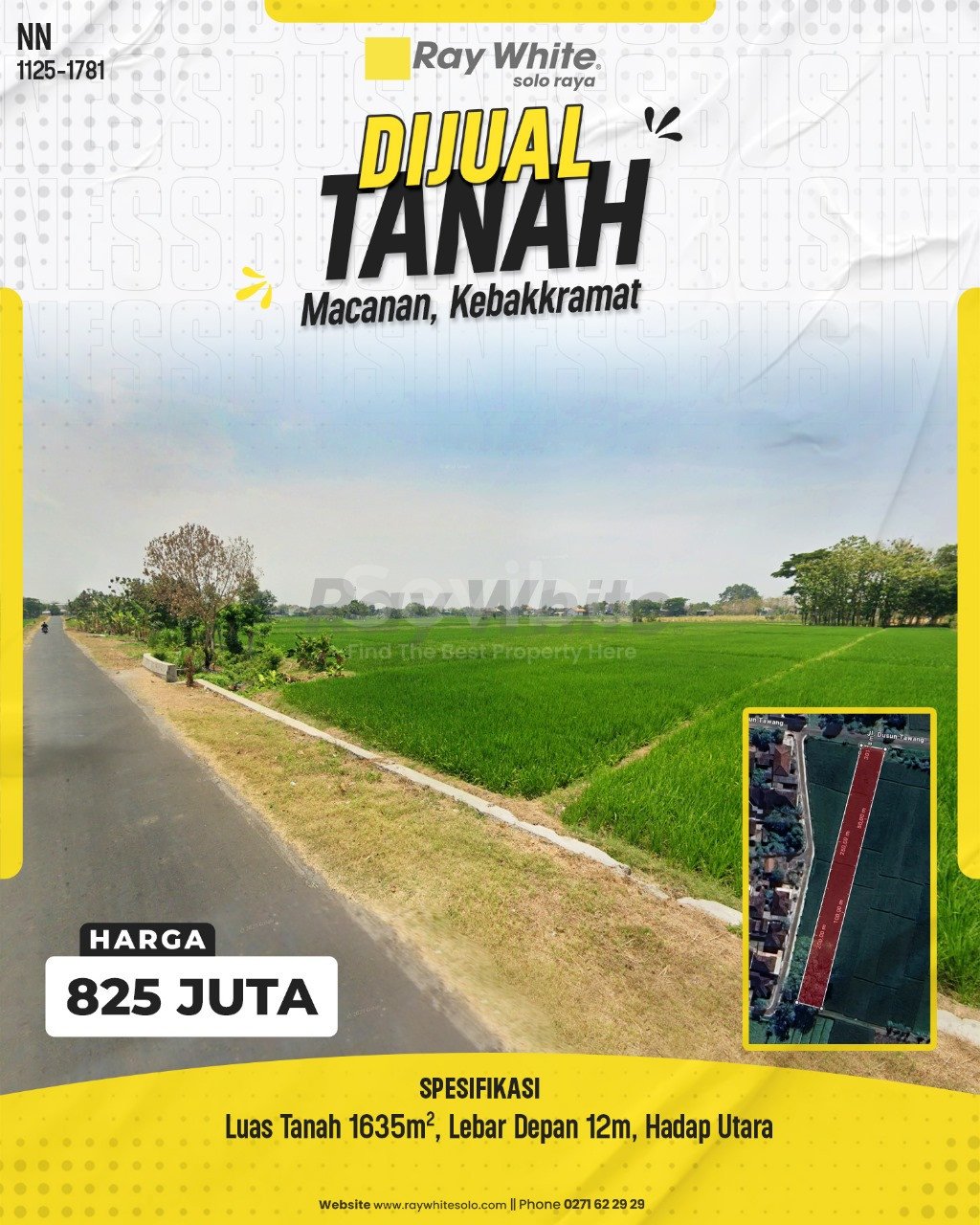1781. Nanik-Tanah jual Macanan Kebakkramat Karanganyar. SHM 1670. HRg 825 Juta