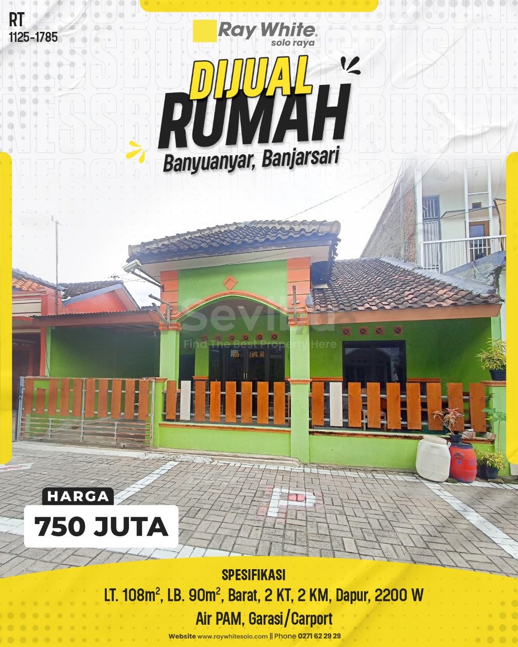 1785. Rita-Rumah Jual Perum Chrisant Banyuanyar Banjarsari Surakarta. SHM 5104. HRg 750 Juta
