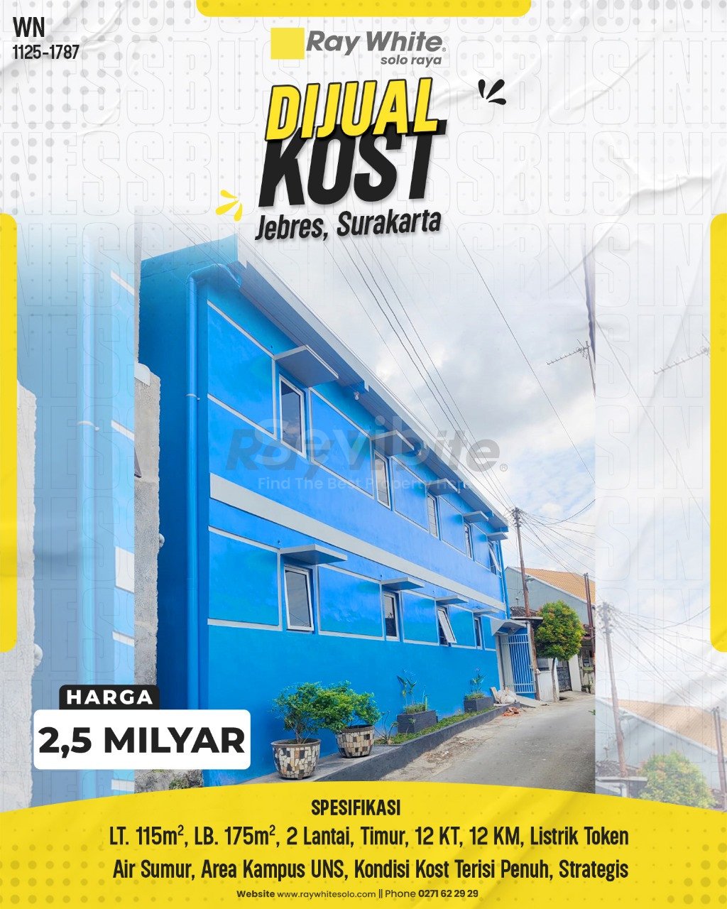1787. Wina-Kost Jual Jl. Kartika Ngoresan Jebres JebresSurakarta. SHM 7718. HRg 2,5 Milyar