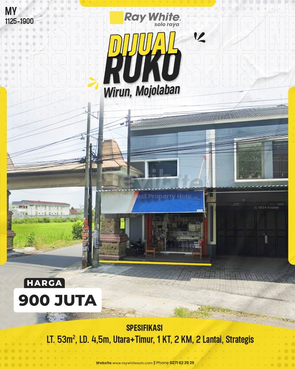 1900. Myra-Ruko Jual Wirun Mojolaban Sukoharjo. HRg 900 Juta(pralisting)