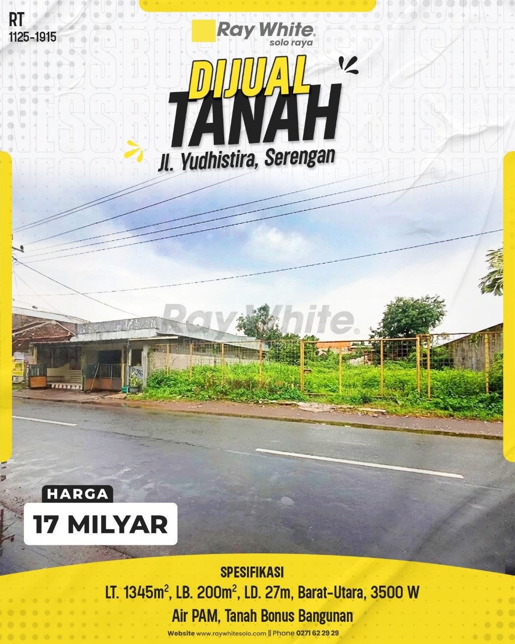 1915. Rita-Tanah Jual Jl. Yudhistira Serengan Surakarta. HRg 17 Milyar(pralisting)