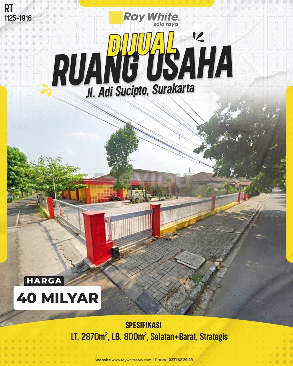 1916. Rita-Ruang usaha Jual Jl. Adi Sucipto Jajar Laweyan Surakarta. HRg 40 Milyar(pralisting)