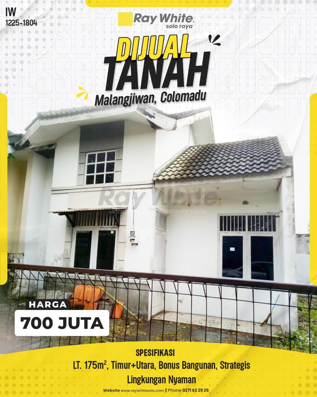 1804. Iwan-Rumah Jual Malangjiwan Colomadu Karanganyar. SHM 2956. Hrg 700 Juta