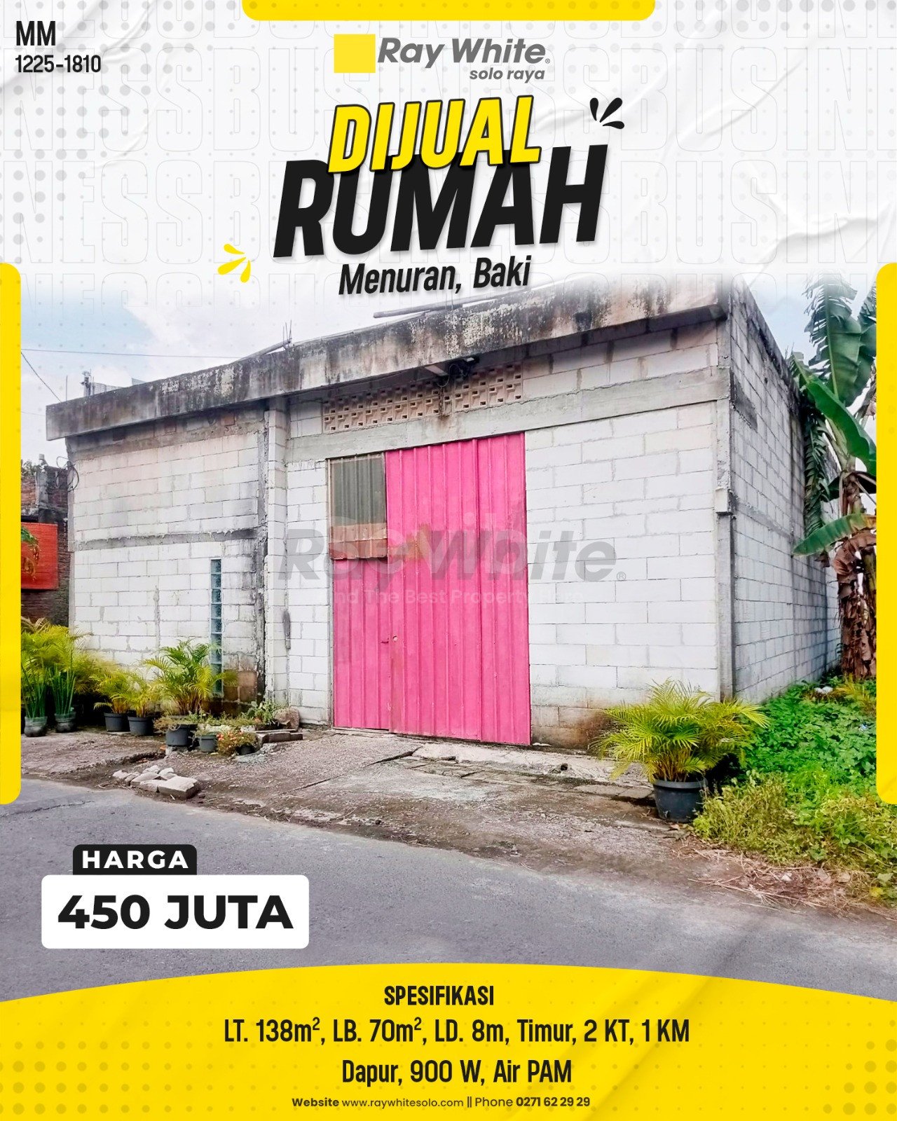 1810. Meme-Rumah Jual Menuran Baki Sukoharjo. SHM 3838. HRg 450 Juta