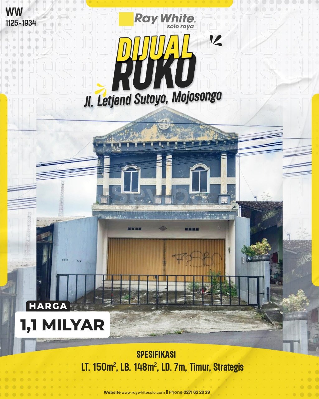 1934. Winny-Ruko Jual Jl. Letjend Sutoyo Mojosongo Jebres Surakarta. HRg 1,1 Milyar(pralisting)