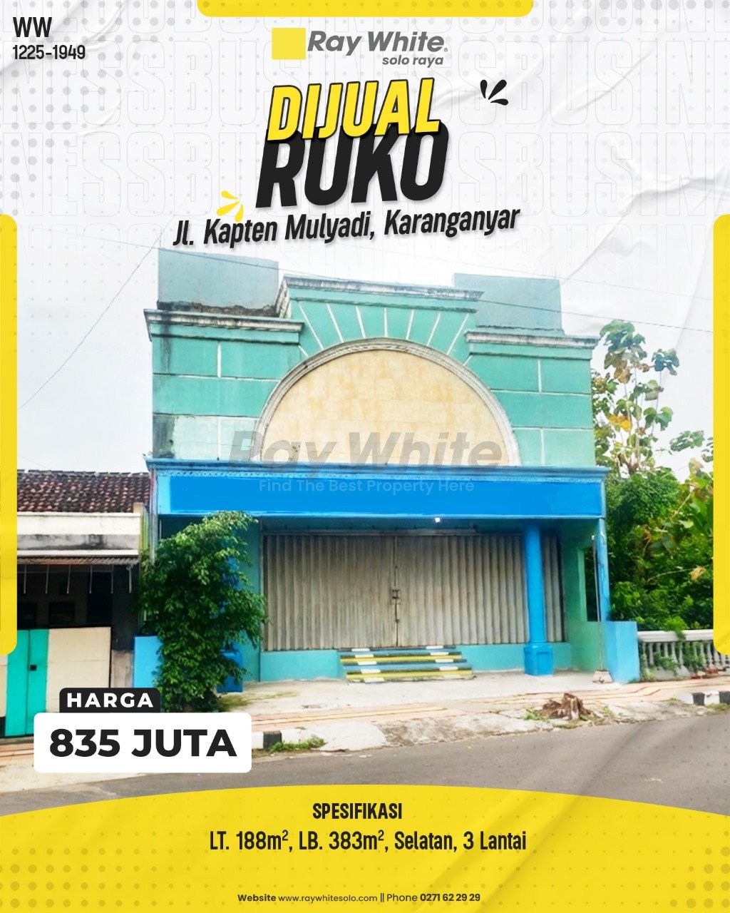 1948. Winny-Ruko Jual Jl. Kapten Mulyadi Karanganyar. HRg 835 Juta (pralisting)