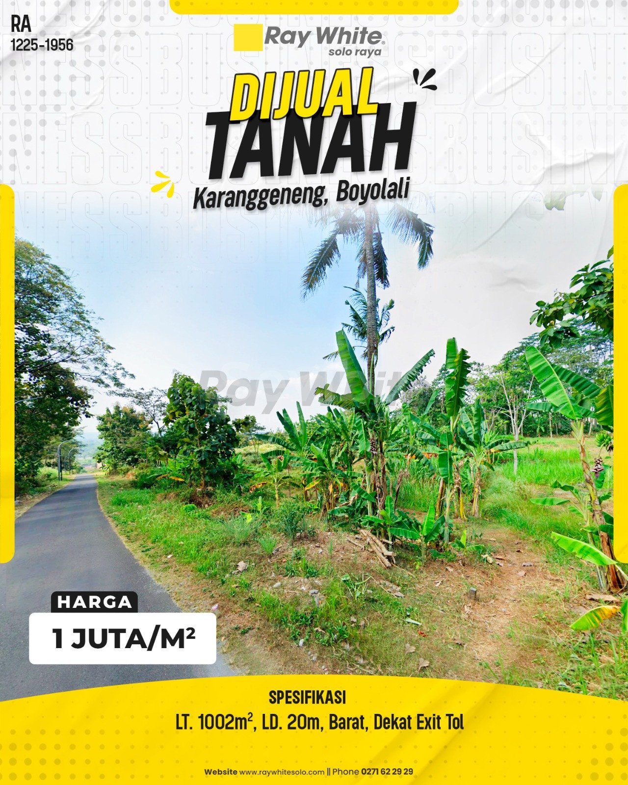 1956. Retno-Tanah Jual Karanggeneng Boyolali Boyolali. HRg 1 Juta per m2(pralisting)