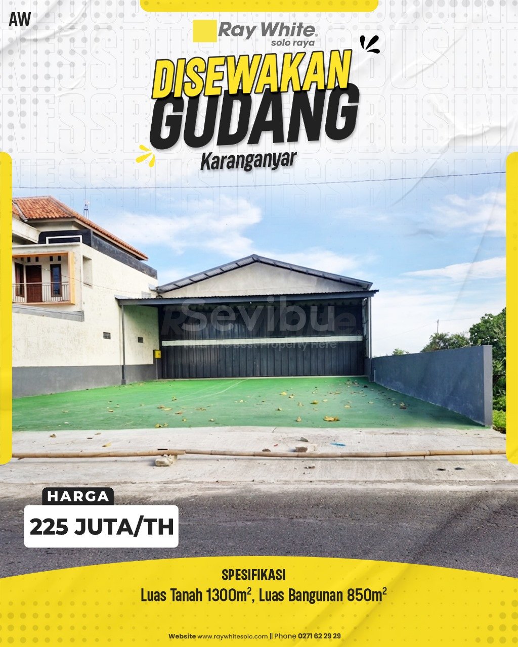 Awan-Gudang sewa Karanganyar. HRg 225Jt per th (non listing)