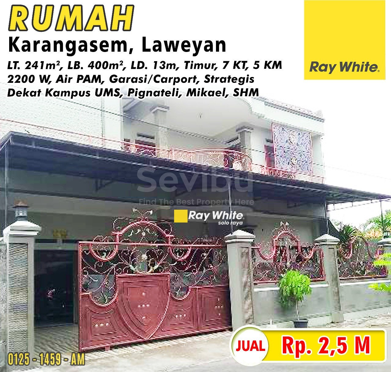 1459. Amrih-Rumah jual jl. burahol karangasem laweyan surakarta. SHM. HRg 2,5M
