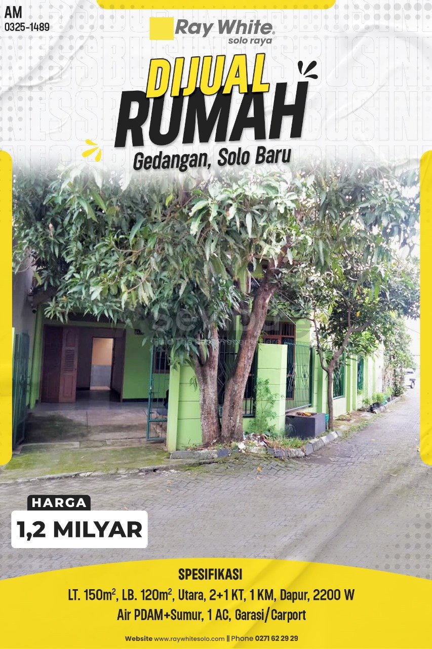 1489. Amrih-Rumah jual gedangan grogol sukoharjo. SHM 2218. HRg 1,2M
