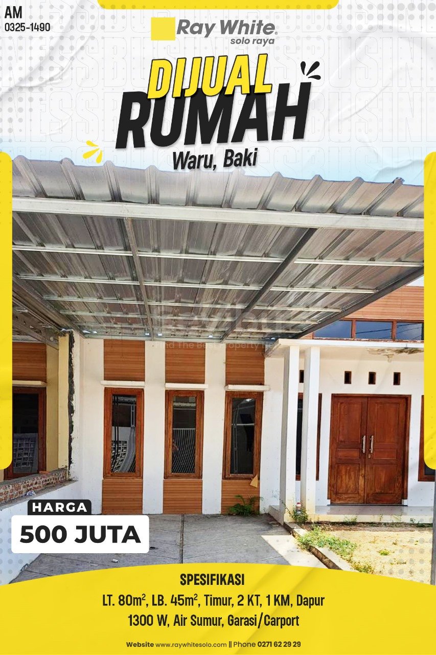 1490. Amrih-Rumah jual perum mustika alam waru baki sukoharjo. SHM 5405. Hrg 500Jt