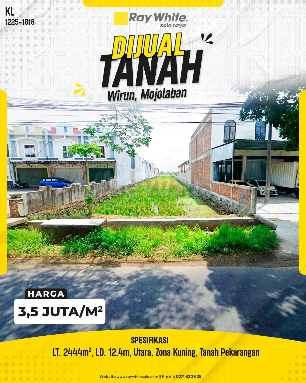 1818. Kurniadi-Tanah Jual Ngenden Wirun Mojolaban Sukoharjo. SHM 4379. HRg 3,5 Juta per m2