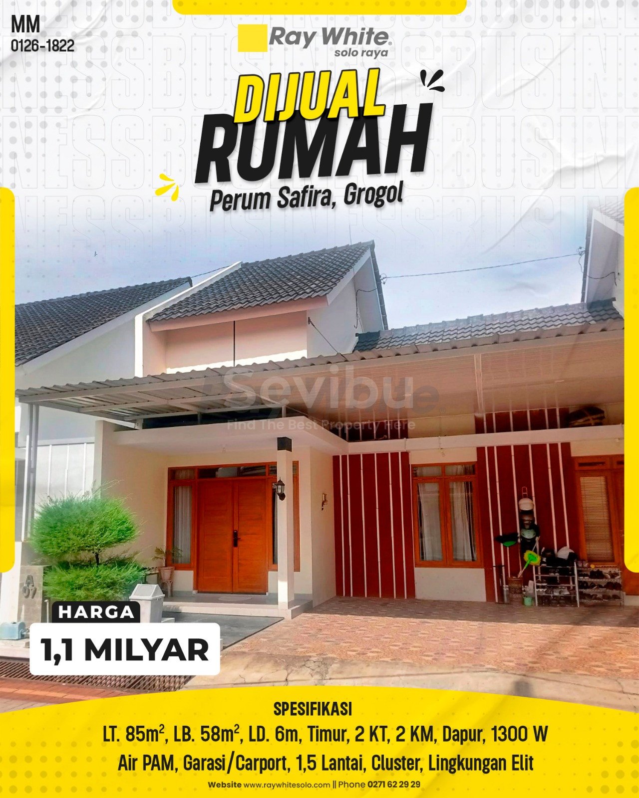 1822. Meme-Rumah Jual Safira Grogol Telukan Grogol Sukoharjo. SHM 7024. HRg 1,1M