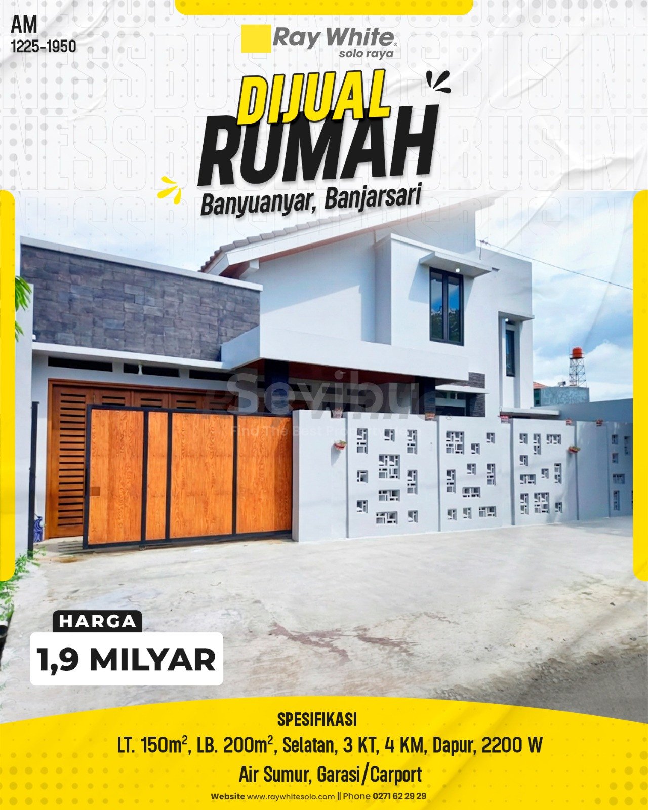 1950. Amrih-Rumah Jual Banyuanyar Banjarsari Surakarta. HRg 1,9 Milyar(pralisting)