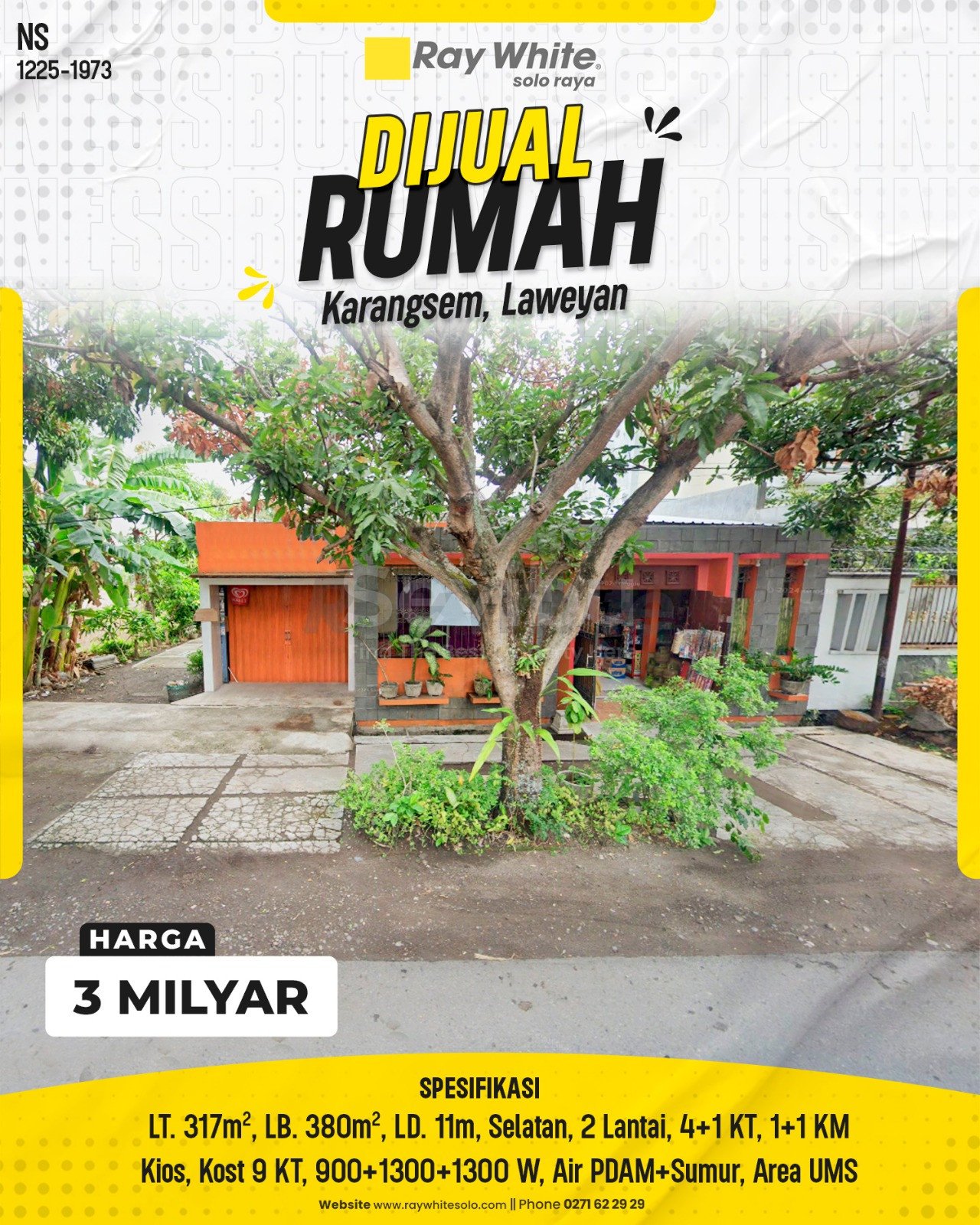 1973. ICA-Rumah+Ruko Jual Jl. Melon Raya Karangsem Laweyan Surakarta. HRg 3 Milyar(pralisting)