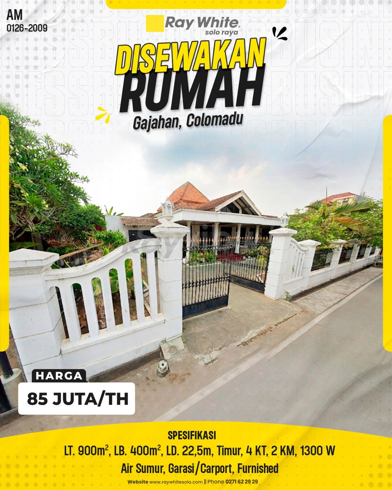 2009. Amrih-Rumah Sewa Jl. Gajahan Gajahan Colomadu Karanganyar. HRg 85 JutaTh(pralisting)
