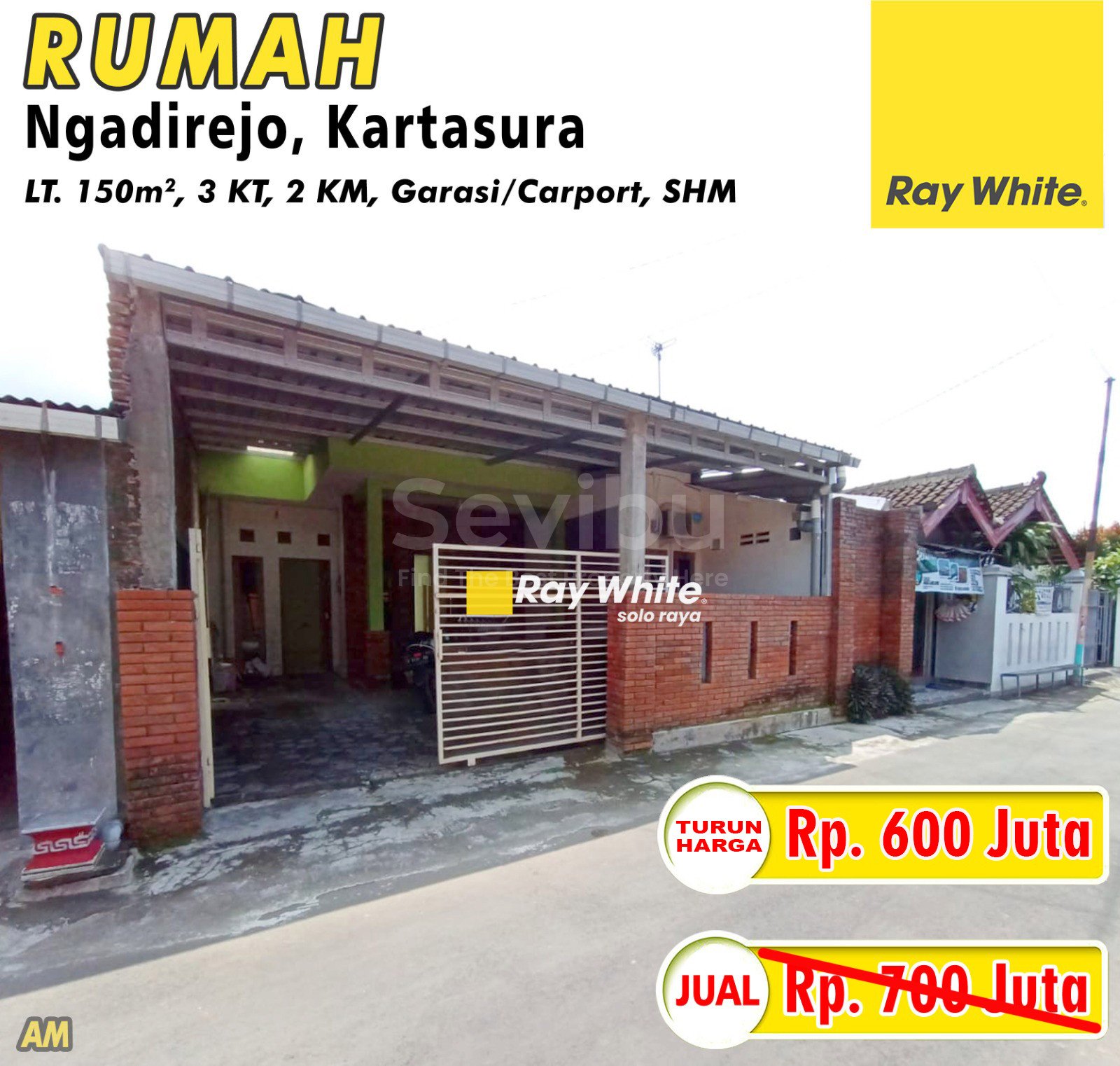 Amrih-Rumah jual ngadirejo kartasura sukoharjo. SHM 4974. Hrg 700Jt turun jd 600Jt