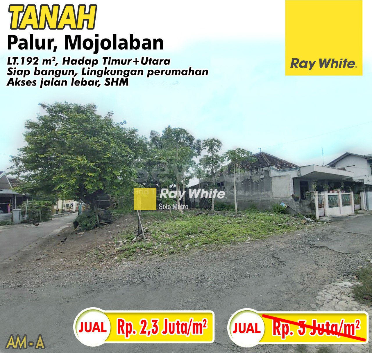 Amrih-Tanah jual palur mojolaban sukoharjo. SHM 4820. HRg 3Jt per m2 turun jd 2,3Jt per m2