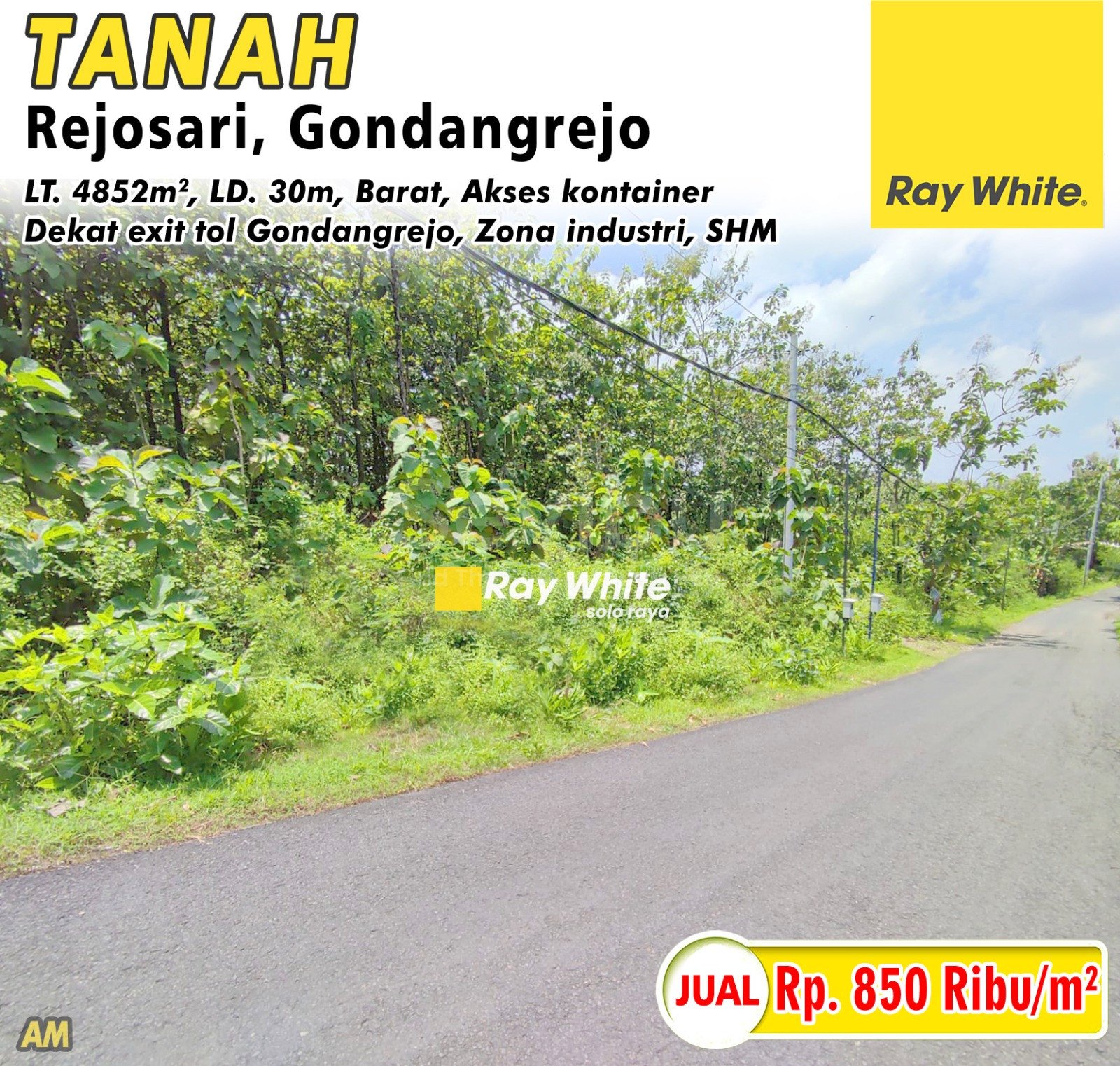 Amrih-tanah jual Rejosari Gondangrejo Karanganyar. SHM 1544. Hrg 850Rb per m2