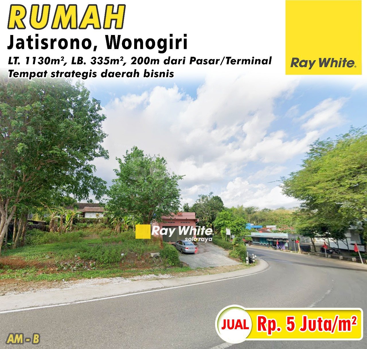 Amrih-tanah jual jl. raya jatisrono jatisrono wonogiri. Hrg 5Jt per m2. Grade B (pra listing)
