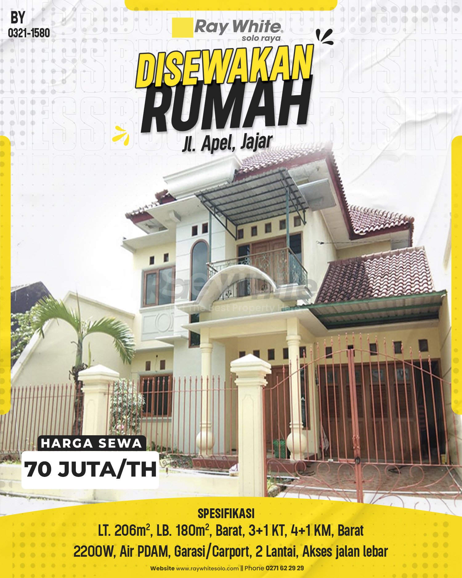 Bayu-Rumah sewa Jl. apel jajar laweyan surakarta. SHM 1153. Hrg 70Jt per th