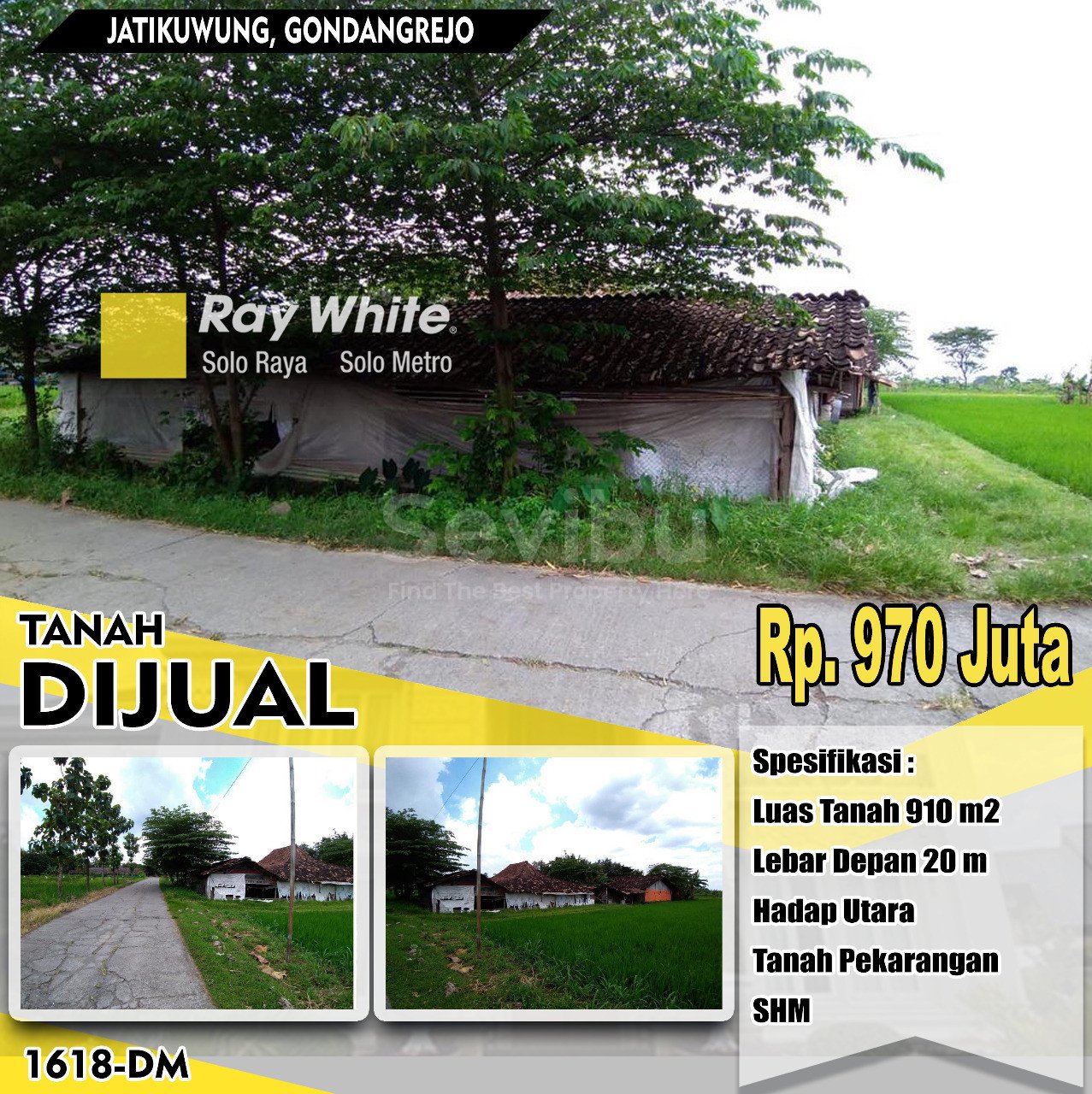 Dhimas-Tanah jual jatikuwung gondangrejo karanganyar. SHM 385. Hrg 970jt