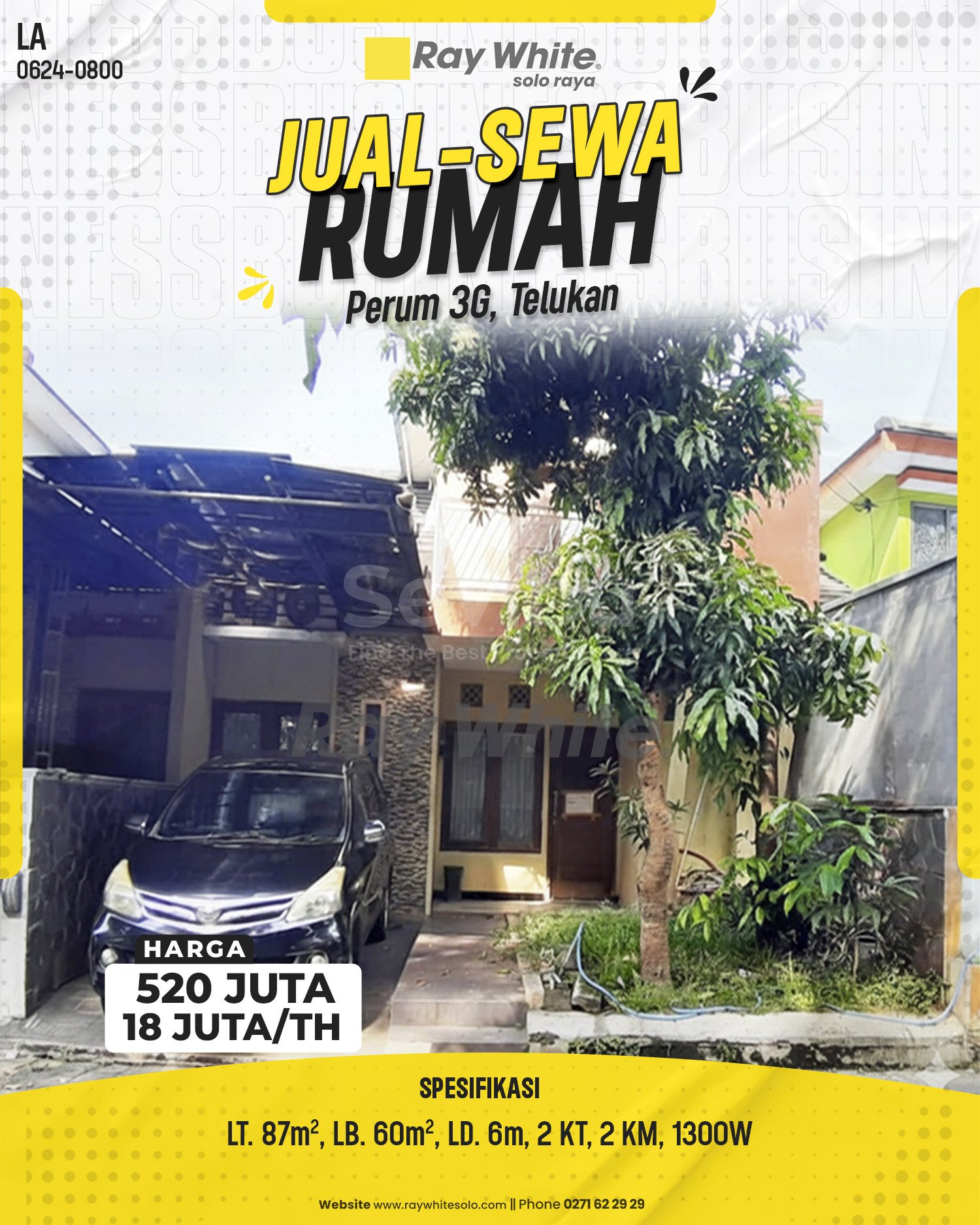 0800.Lea-Rumah jual sewa perum grogol green garden telukan grogol sukoharjo. HRg 520Jt; 18Jt per th (pra listing)