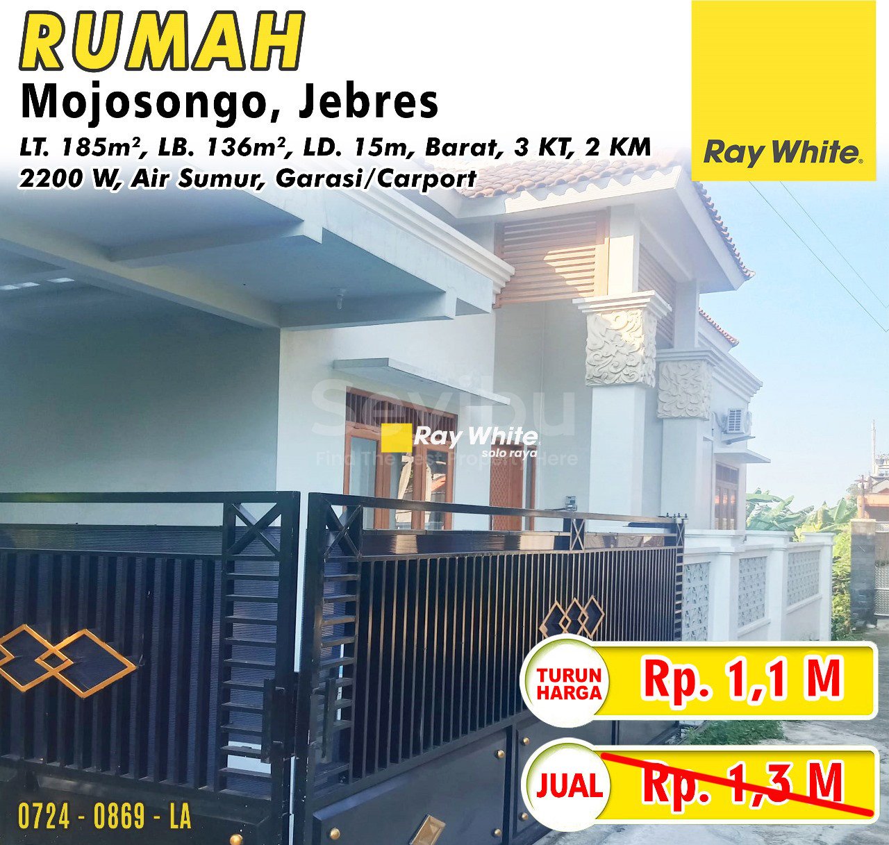 0869. Lea-Rumah jual mertoudan mojosongo jebres surakarta. Hrg 1,3M turun jd 1,1M (pra listing)