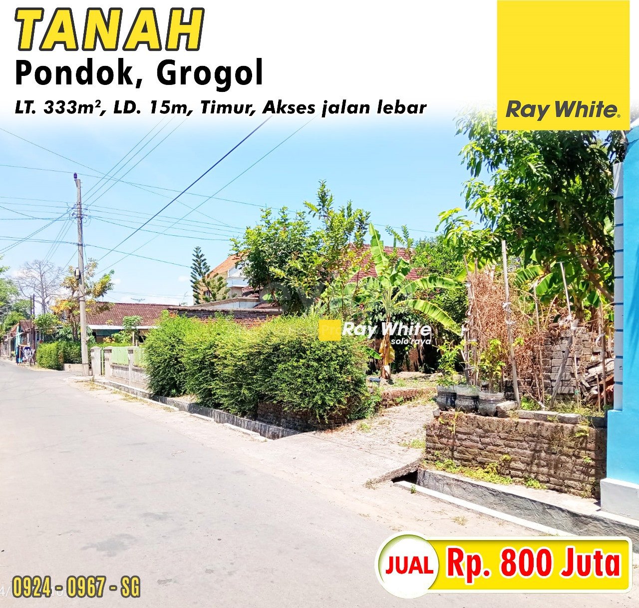 0967. Sugiman-Tanah jual temulus pondok grogol sukoharjo. Hrg 800Jt (pra listing)