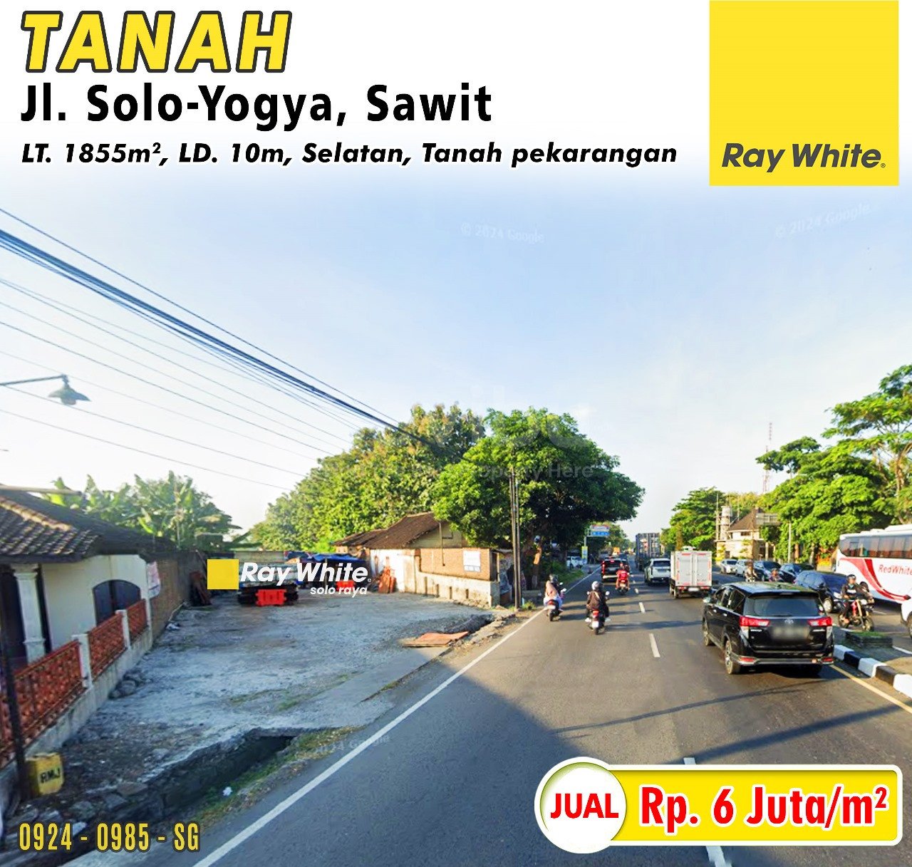 0980. Sugiman-Tanah jual jl. solo-yogya tegalarum kateguhan sawit boyolali. Hrg 6Jt per m2 (pra listing)