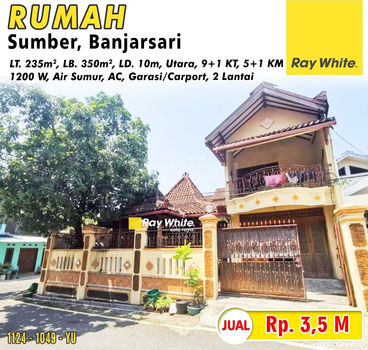 1049. Yuniar-Rumah jual jl. ki mangunsarkoro dalam sumber banjarsari surakarta. HRg 3,5M (pra listing)