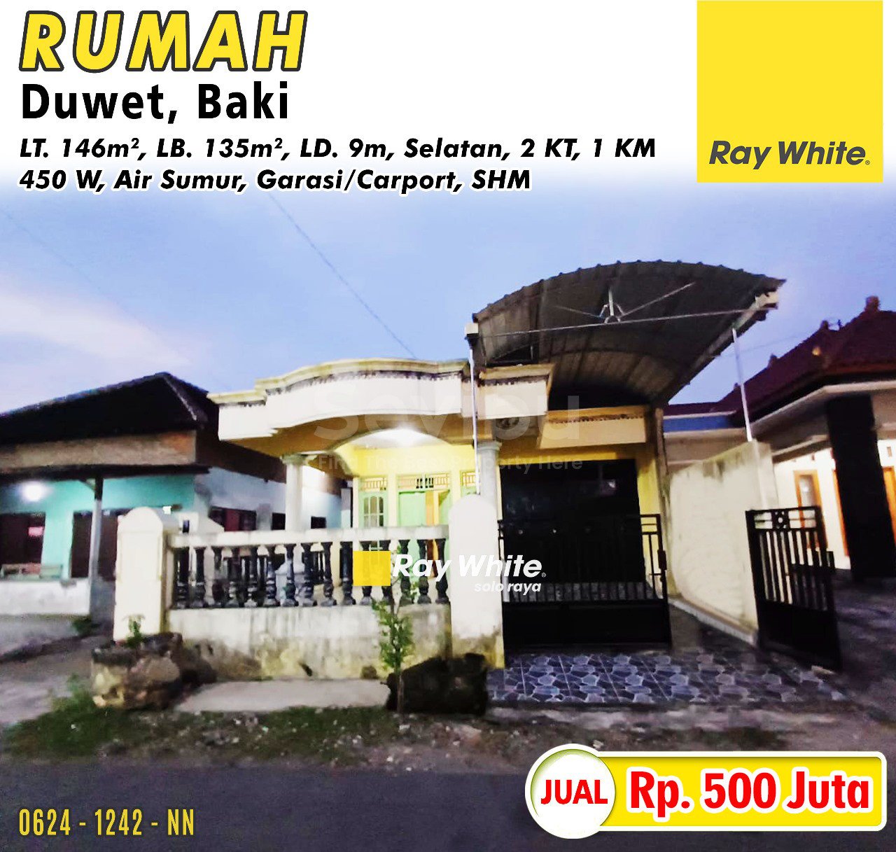 1242.Nanik-Rumah jual duwet baki sukoharjo. SHM 1611. Hrg 550Jt turun jd 500JT