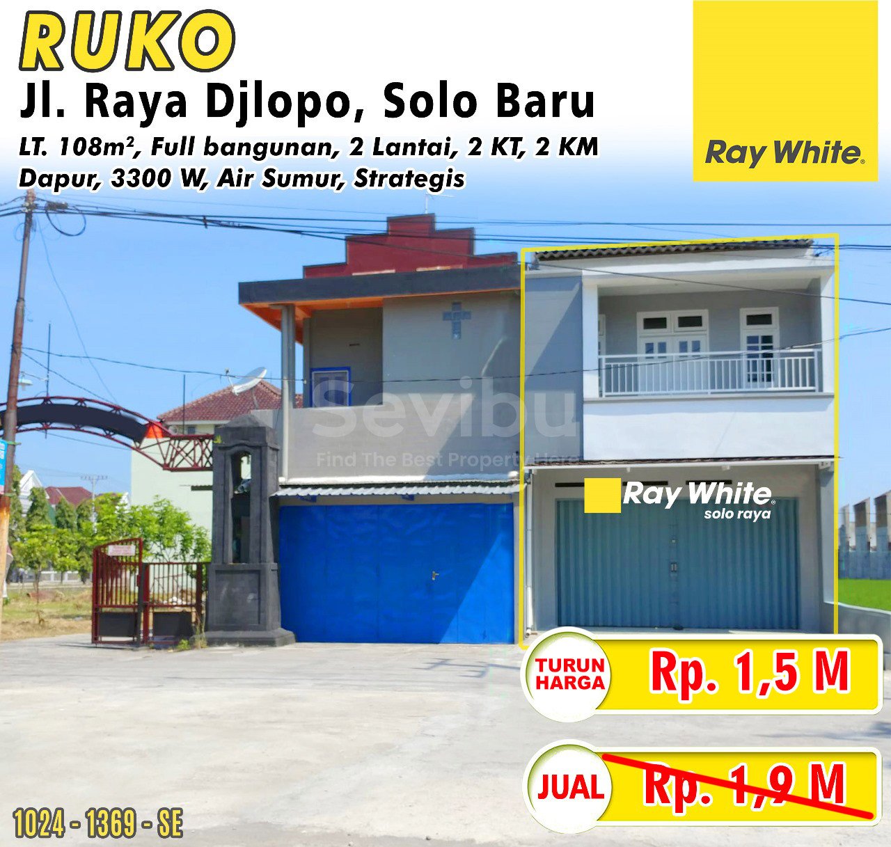 1368. Searle-Ruko jual jl. raya djlopo Solo baru kudu baki sukoharjo. SHM 1981. Hrg 1,9M turun jd 1,5M