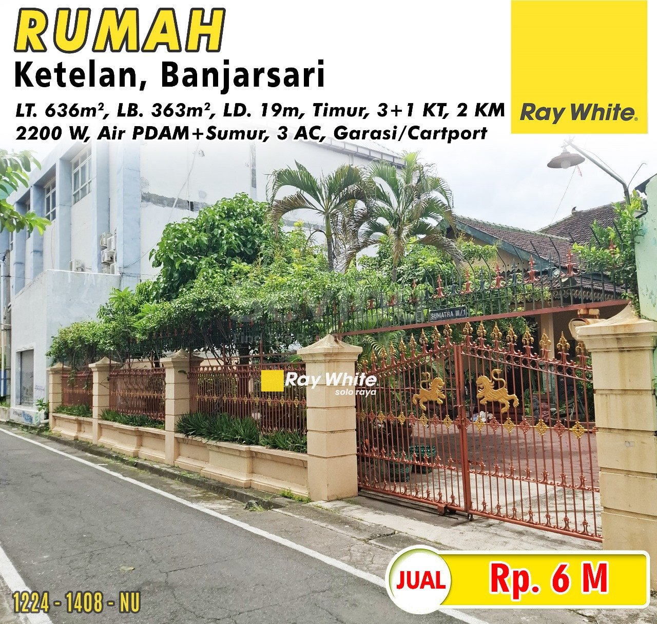 1408. Nugroho-Rumah jual jl. sumatra ketelan banjarsari surakarta. SHM 0016. HRg 6M