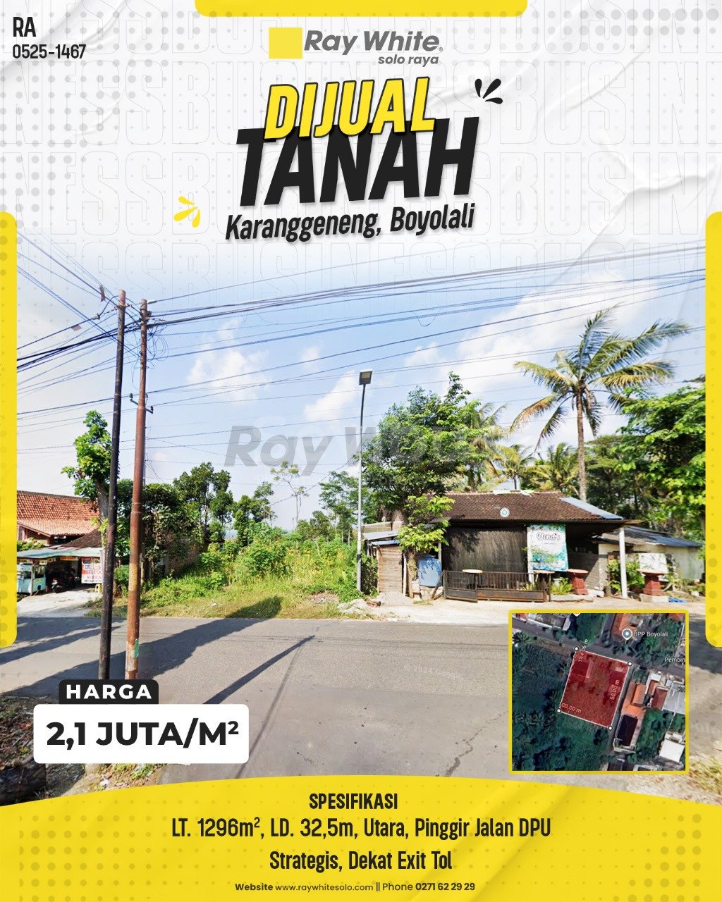 1467. Retno-Tanah Jual Jl. Raya Singkil Karanggeneng Boyolali Boyolali. HRg 2,1 Juta per m2(pralisting)