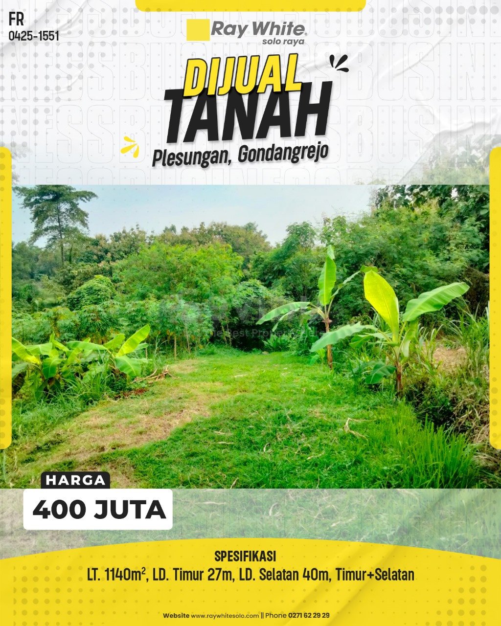 1551. Fredy-Tanah Jual Plesungan Gondangrejo Karanganyar.SHM 6879. HRg 400 Juta