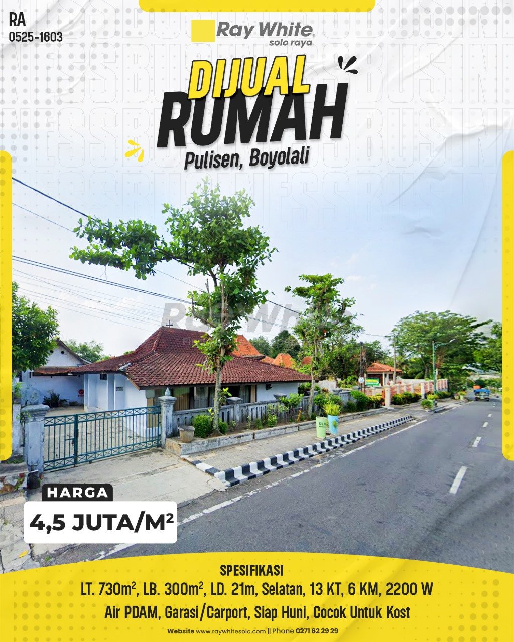 1603. Retno-Rumah Jual Jl. Merapi Pulisen Boyolali Boyolali. SHM 3370. HRg 4,5 Jt per m2