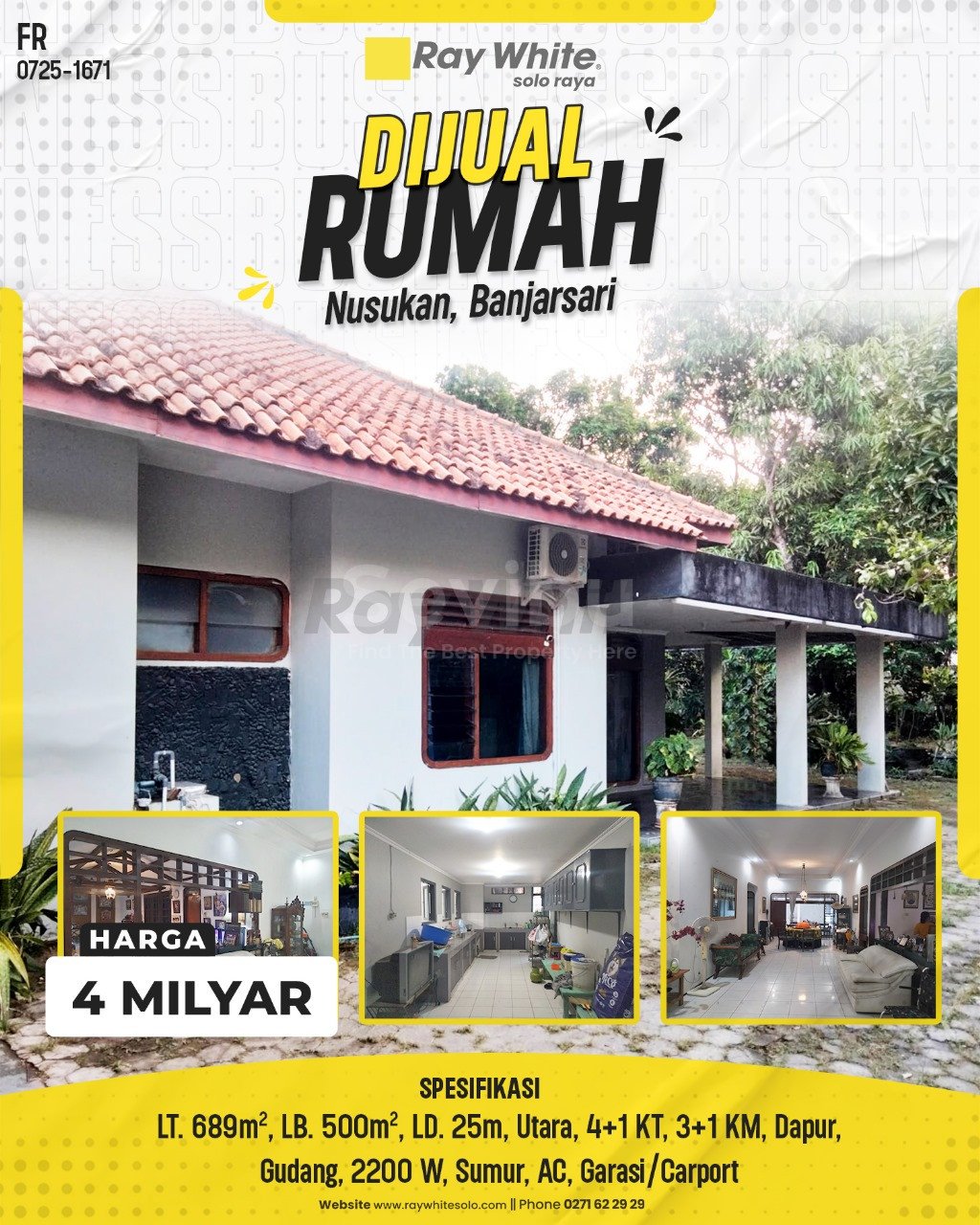 1671. Fredy-Rumah Jual Nusukan Banjarsari Surakarta. SHM 3635. HRg 4 Milyar